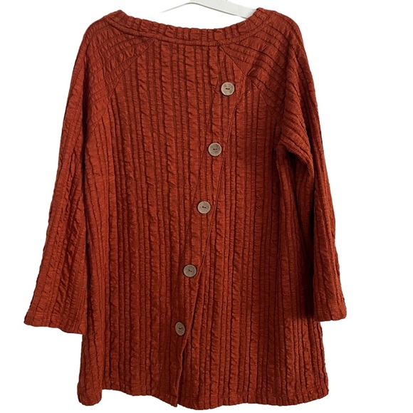 Soft Surroundings Orange Goldie Tunic Top Sweater Button Back Size Large - Picture 5 of 11